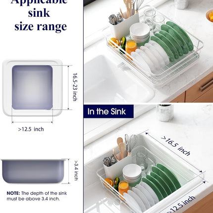 CARLA HOME Dish Drying Rack for Kitchen Counter with Removable Drip Tray, Utensil Holder and Cutlery Organizer