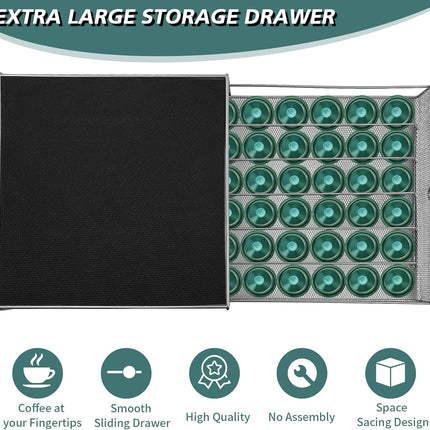 CARLA HOME K-Cup Coffee Pod Drawer for 36 Coffee Pods Storage for Home Kitchen Counter Organizer