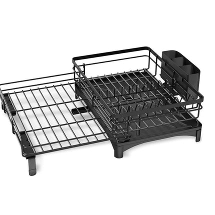 CARLA HOME Expandable Dish Drying Rack with Drainage Spout, Utensil Holder & Drainboardfor Kitchen Countertop Organizer (1 tier)