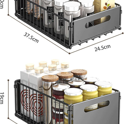 CARLA HOME 2 Pack Pullout Cabinet Kitchen Organizer Drawers with No-Drilling and Adhesive Design for Pantry & Cabinets