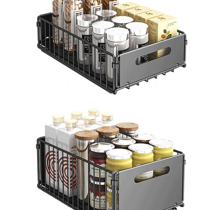 CARLA HOME 2 Pack Pullout Cabinet Kitchen Organizer Drawers with No-Drilling and Adhesive Design for Pantry & Cabinets