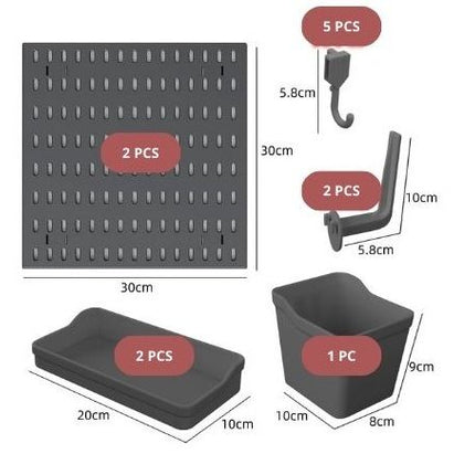 CARLA HOME Pegboard Wall Organizer Kit – 2 Black Modular Pegboards with 10 Accessories for Office, Gaming & Home Storage