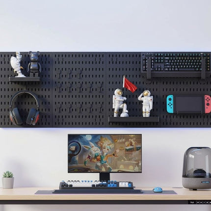 CARLA HOME Pegboard Wall Organizer Kit with 4 Modular Black Pegboards & 19 Accessories for Gaming, Office & Craft Storage (Black)