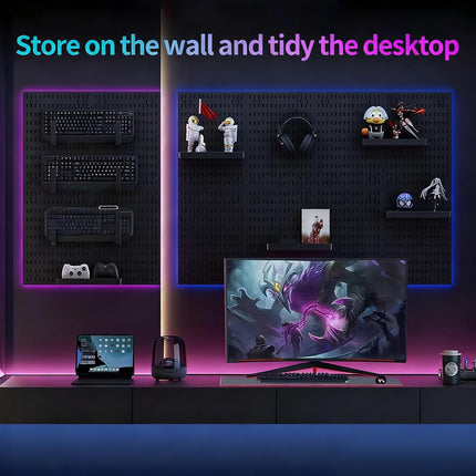 CARLA HOME Pegboard Wall Organizer Kit with 4 Modular Black Pegboards & 19 Accessories for Gaming, Office & Craft Storage (Black)