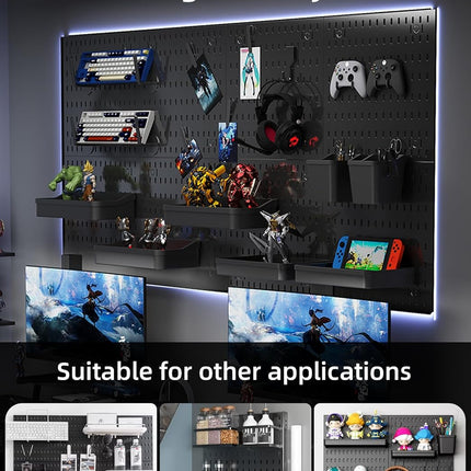 CARLA HOME Pegboard Wall Organizer Kit with 4 Modular Black Pegboards & 19 Accessories for Gaming, Office & Craft Storage (Black)
