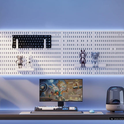 CARLA HOME Pegboard Wall Organizer Kit with 4 Modular Black Pegboards & 19 Accessories for Gaming, Office & Craft Storage (White)