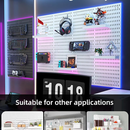 CARLA HOME Pegboard Wall Organizer Kit with 4 Modular Black Pegboards & 19 Accessories for Gaming, Office & Craft Storage (White)