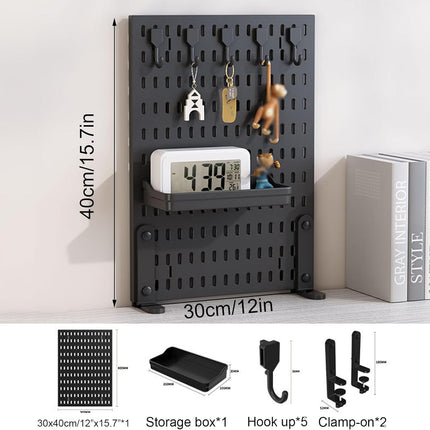 CARLA HOME Desk Pegboard Organizer Kit  with Hooks, Tray & Mount Ideal for Office, Gaming Setup & Home Workspace Organization (Black)