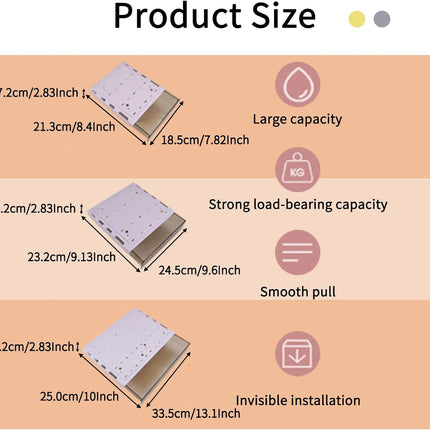 CARLA HOME 3‑Pack Under Desk Storage Drawers Hidden Pull‑Out Organizer for Office & Home