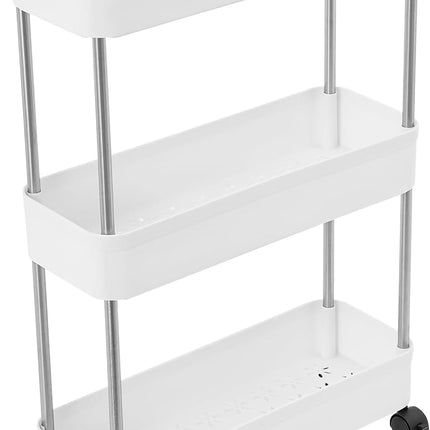 CARLA HOME Slim Storage Cart Organizer Trolley with Wheels for Kitchen, Bathroom, Laundry & Narrow Spaces (3 tier)
