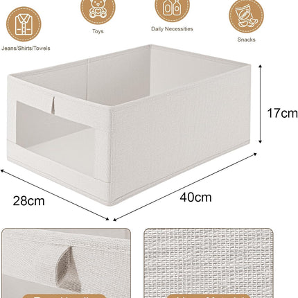 CARLA HOME 6 Pack Closet Storage Bins with Clear Window for Shelves, Clothes, Toys, Wardrobe & Bedroom Organization