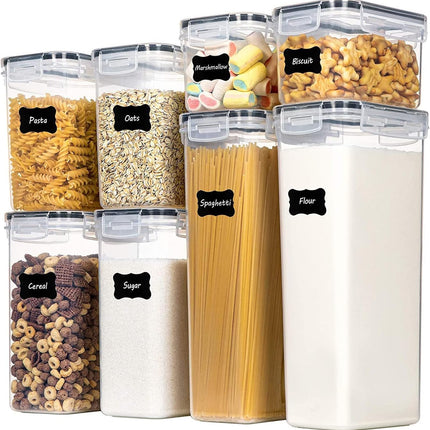 CARLA HOME 8 Piece Airtight Food Storage Containers Set with Lids & Labels for Kitchen Storage