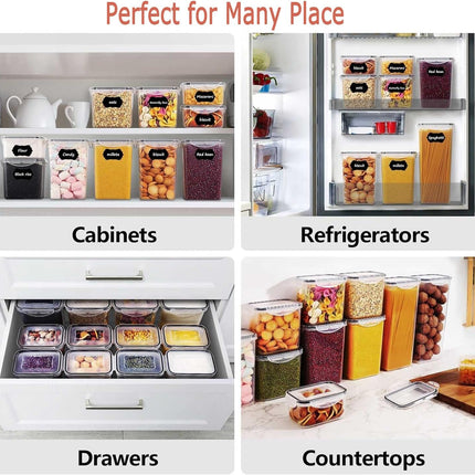 CARLA HOME 8 Piece Airtight Food Storage Containers Set with Lids & Labels for Kitchen Storage