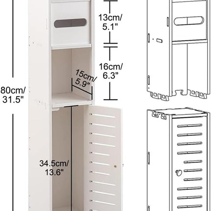CARLA HOME Slim Bathroom Cabinet with Toilet Paper Holder for Toilet or Laundry Room