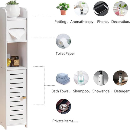 CARLA HOME Slim Bathroom Cabinet with Toilet Paper Holder for Toilet or Laundry Room