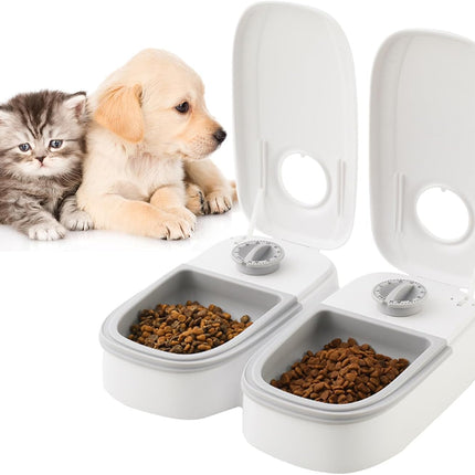 CARLA HOME 2 Meal Automatic Pet Feeder with Timer for Cat & Dog Wet & Dry Food (Dual Bowl 700ML)