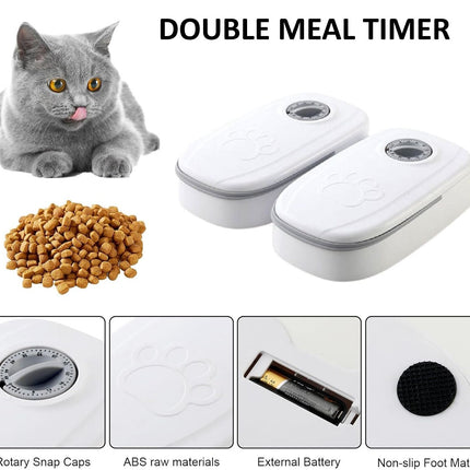 CARLA HOME 2 Meal Automatic Pet Feeder with Timer for Cat & Dog Wet & Dry Food (Dual Bowl 700ML)