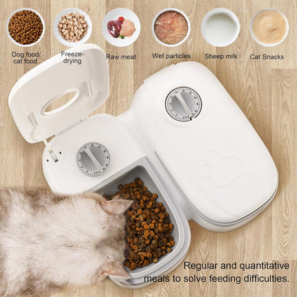 CARLA HOME 2 Meal Automatic Pet Feeder with Timer for Cat & Dog Wet & Dry Food (Dual Bowl 700ML)
