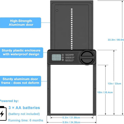 CARLA HOME Automatic Chicken Coop Door Opener with Timer Control, Anti-Pinch Protection, LCD Display & Battery Powered for Backyard Chickens