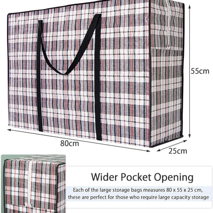 CARLA HOME 6 Pack Large Moving Storage Bags with Zipper & Handles for Clothes, Bedding, Blankets, Dorm & Travel (80x55x25cm)