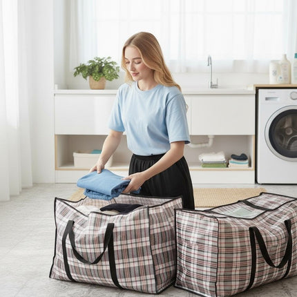 CARLA HOME 6 Pack Large Moving Storage Bags with Zipper & Handles for Clothes, Bedding, Blankets, Dorm & Travel (80x55x25cm)