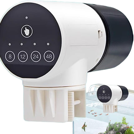 CARLA HOME Automatic Fish Feeder with Timer, Moistureproof Dispenser & Rechargeable Feeding for Aquarium or Tank