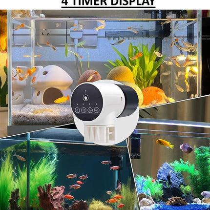 CARLA HOME Automatic Fish Feeder with Timer, Moistureproof Dispenser & Rechargeable Feeding for Aquarium or Tank
