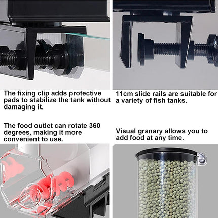 CARLA HOME Automatic Fish Feeder with Timer, Moistureproof Dispenser & Rechargeable Feeding for Aquarium or Tank