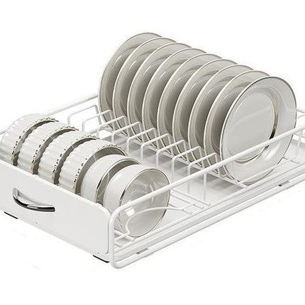 CARLA HOME Pull Out Dish Rack for Kitchen Cabinet with Slide Out Drawer Organizer for Plates, Bowls & Utensils