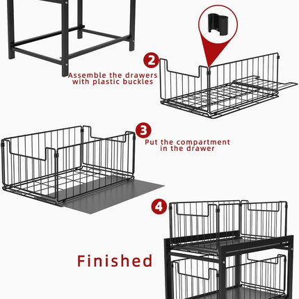 CARLA HOME 2 Tier Sliding Cabinet Organizer Drawer Storage Rack for Kitchen or Bathroom