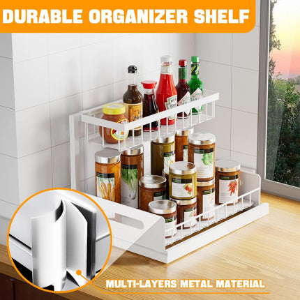 CARLA HOME 2 Tier Under Sink Organiser with Sliding Drawers for Kitchen & Bathroom