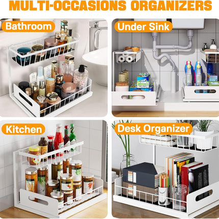 CARLA HOME 2 Tier Under Sink Organiser with Sliding Drawers for Kitchen & Bathroom