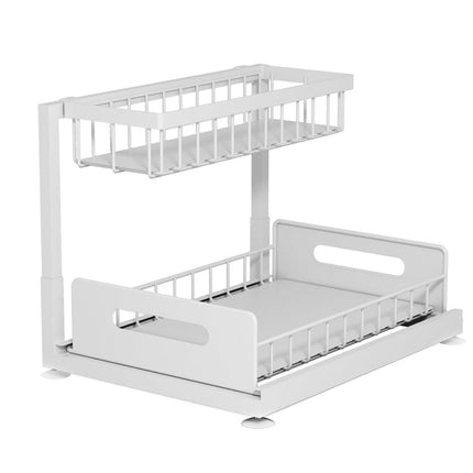 CARLA HOME 2 Tier Under Sink Organiser with Sliding Drawers for Kitchen & Bathroom