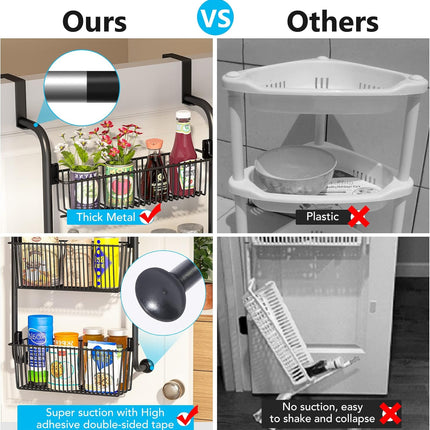 CARLA HOME 4-Tier Over the Door Organizer Heavy-Duty Metal Pantry Rack with Hanging Baskets for Home Kitchen Storage & Bathroom Door Organization