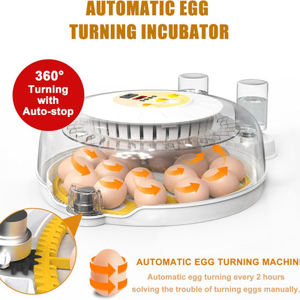 CARLA HOME 18 Egg Incubator with Automatic Turning, LED Display, Humidity & Temperature Control, Auto Water System & Built-in Egg Candler for Chicken, Duck, Quail, Goose