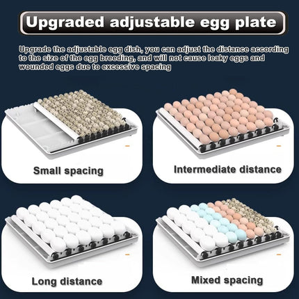 CARLA HOME 128 Egg Incubator with Automatic Turning, LED Display, Humidity & Temperature Control, Auto Water System & Built-in Egg Candler for Chicken, Duck, Quail, Goose