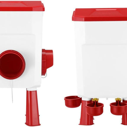 CARLA HOME Automatic Chicken Feeder Waterer Set with 8KG Food 7L Water Capacity for Coop, Chickens, Ducks, Quails (Red)