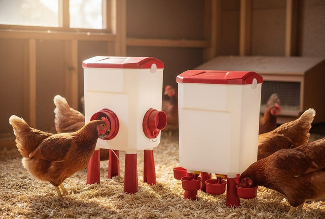 CARLA HOME Automatic Chicken Feeder Waterer Set with 8KG Food 7L Water Capacity for Coop, Chickens, Ducks, Quails (Red)