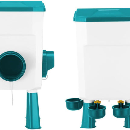 CARLA HOME Automatic Chicken Feeder Waterer Set with 8KG Food 7L Water Capacity for Coop, Chickens, Ducks, Quails (Blue)