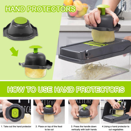 CARLA HOME Multifunctional Mandoline Vegetable Chopper 16-in-1 with Stainless Steel Blades, Storage Container & Hand Guard for Fruits & Veggies