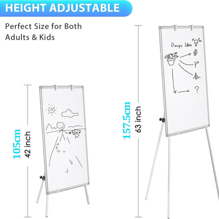 CARLA HOME Whiteboard Easel Portable Magnetic Dry Erase Board with Adjustable Tripod Stand & Height Adjustable for Office & Home (90x60cm)