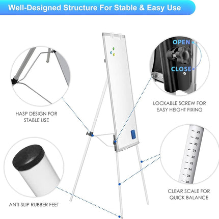 CARLA HOME Whiteboard Easel Portable Magnetic Dry Erase Board with Adjustable Tripod Stand & Height Adjustable for Office & Home (90x60cm)