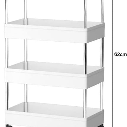 CARLA HOME Slim Storage Cart Organizer Trolley with Wheels for Kitchen, Bathroom, Laundry & Narrow Spaces (4 tier)