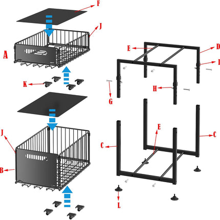 CARLA HOME 2-Tier Under Sink Organizer with Sliding Drawers & Height Adjustable for Kitchen Bathroom Cabinet Organization