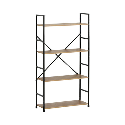 CARLA HOME 4 Tier Bookshelf - Industrial Display Shelf - Brown - Rustic - Steel - Living Room Office