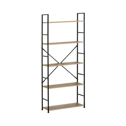 CARLA HOME 5 Tier Bookshelf - Industrial Display Shelf - Brown - Rustic - Steel - Living Room Office