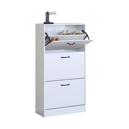 CARLA HOME 3 Flip Drawer Shoe Cabinet - Hidden Storage - Modern - Shoe Storage Cabinet - White