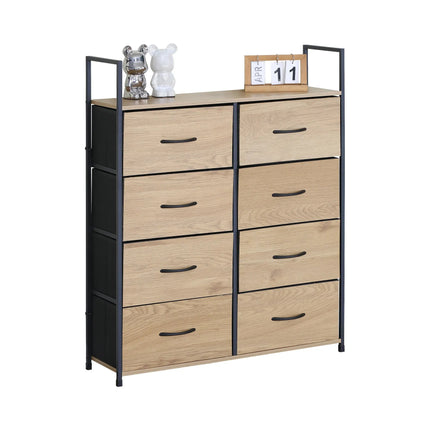 CARLA HOME 8 Drawer Tallboy Large Storage Cabinet - Brown - Rustic - Steel - Chest Drawers Tallboy