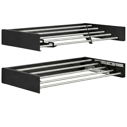CARLA HOME Wall Mounted Clothes Drying Rack - Foldable - Balcony Folding Clothes - Black