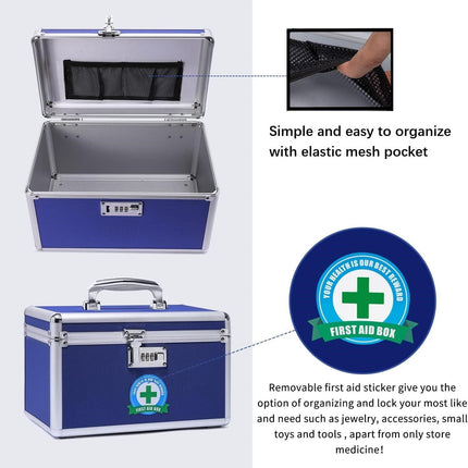 Locking Combination Medicine Box (Blue/Medium)